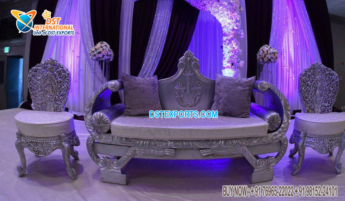 Silver-Finish-Boat-Style-Wedding-Sofa-Set